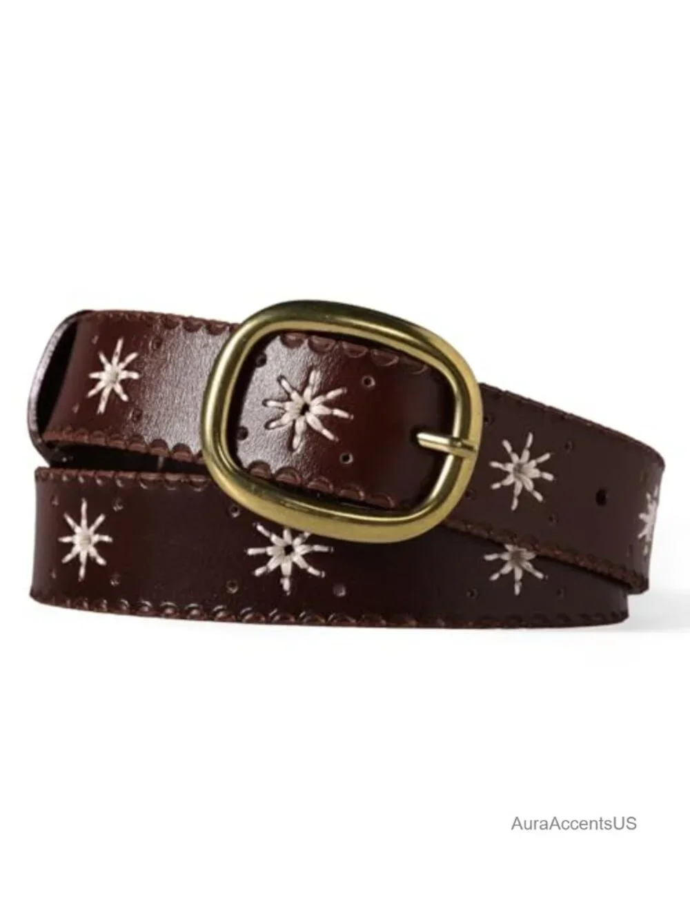 Genuine Leather Embroidered Cowgirl Belt Women Western Renaissance Medieval